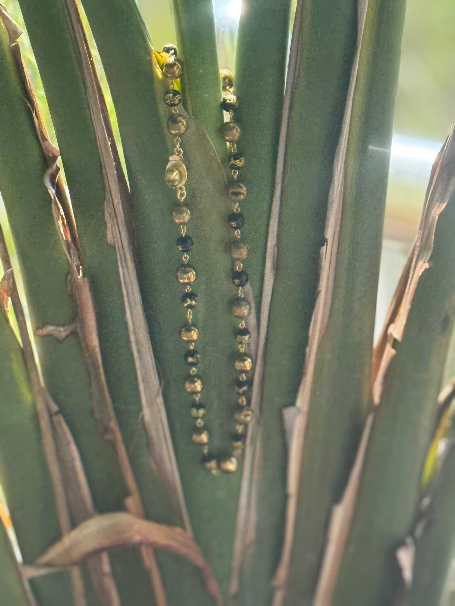 Japanese Beaded Necklace - Black & Gold Custom Beads with 18k Gold Plating