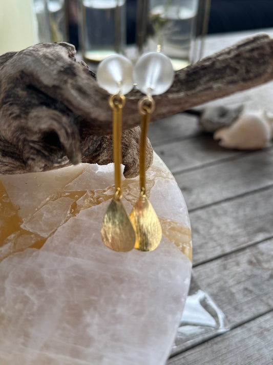 Coastal White Glass Earrings