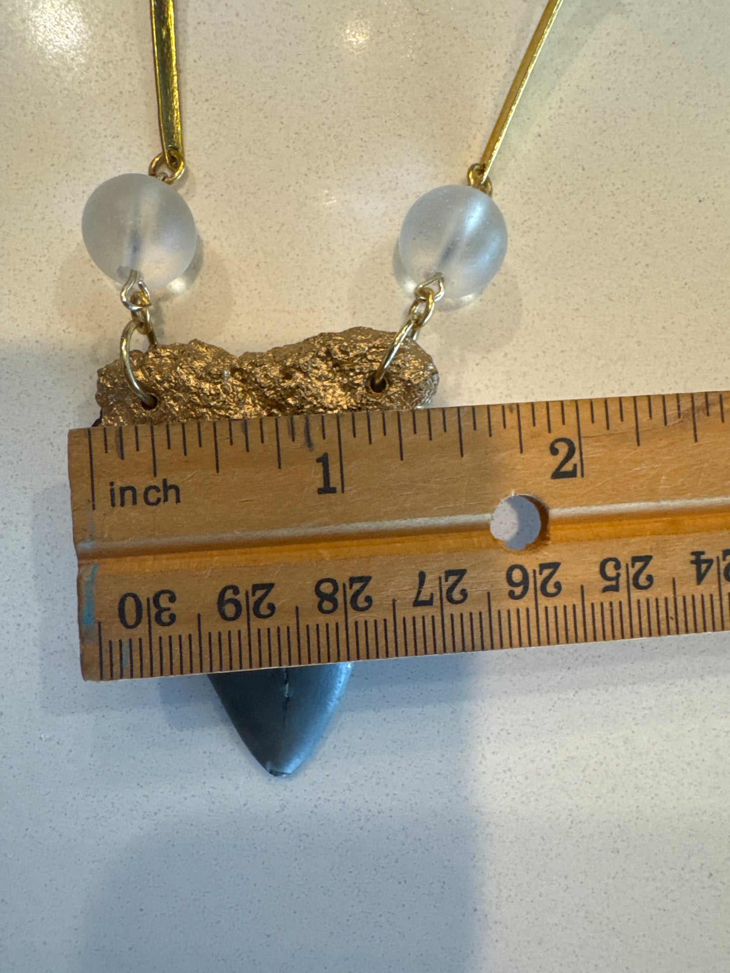 Megladon White Frosted Glass Necklace