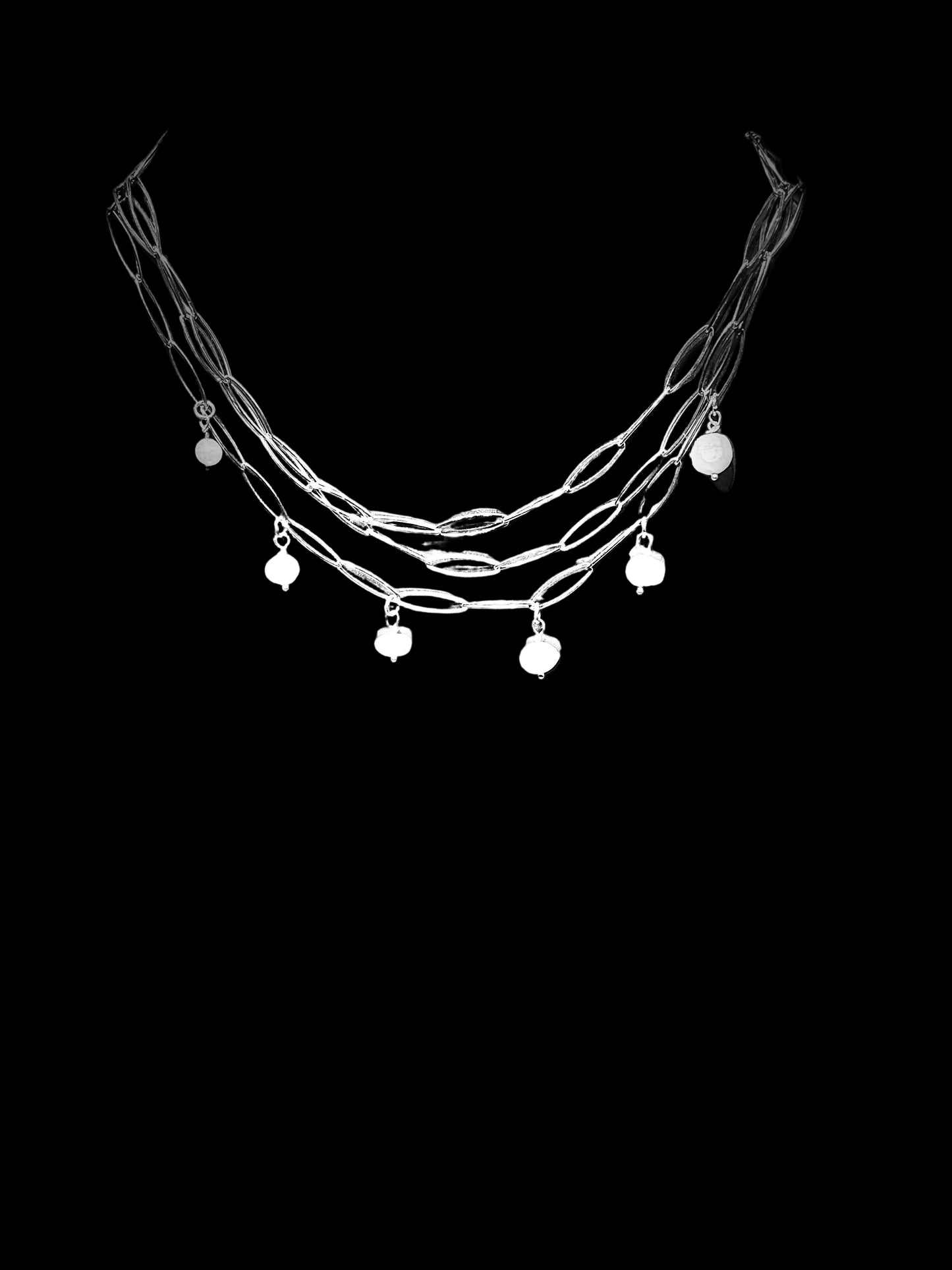 The 3 Gold layered Necklace with Perles