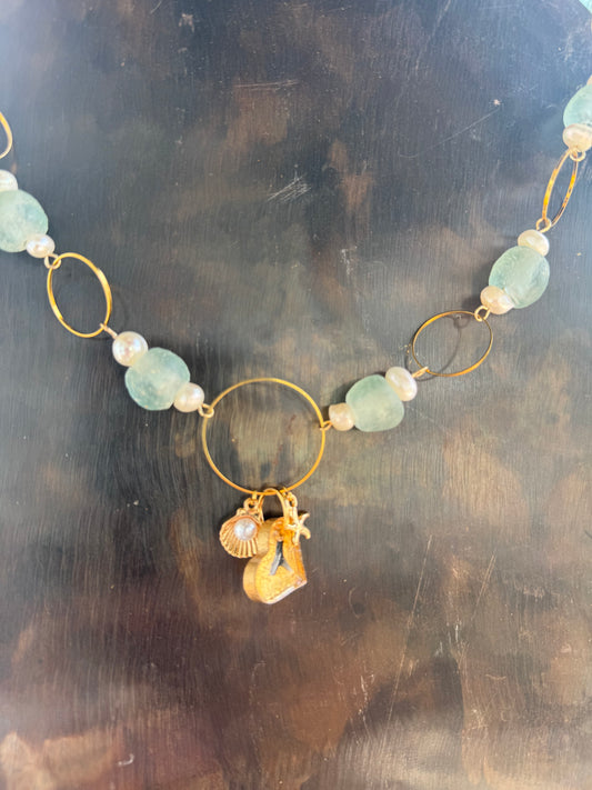 Gold Ring Charm Necklace