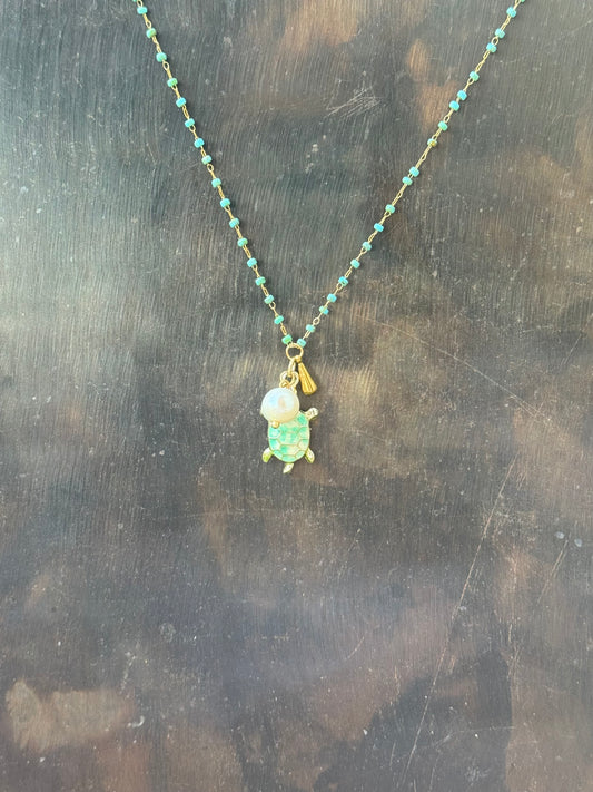 Aqua Turtle Necklace