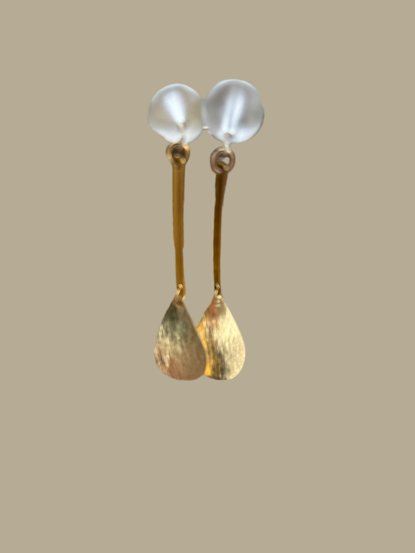 White Glass Earrings - 18k Gold Plated Coastal Jewelry