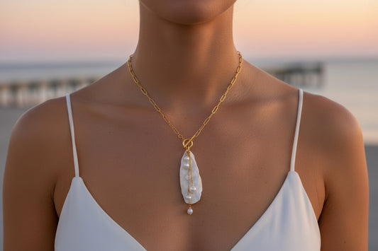 Coastal Oyster Shell with Pearls