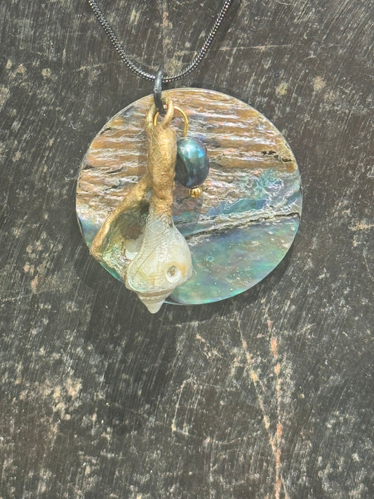 The Birdie Necklace- 2:44 Mother of Pearl & Conch