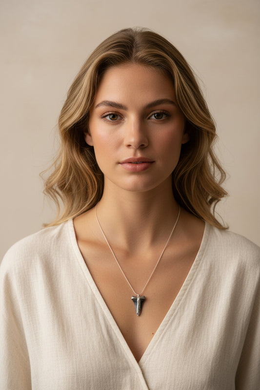 Silver Dtip Mako Shark Tooth