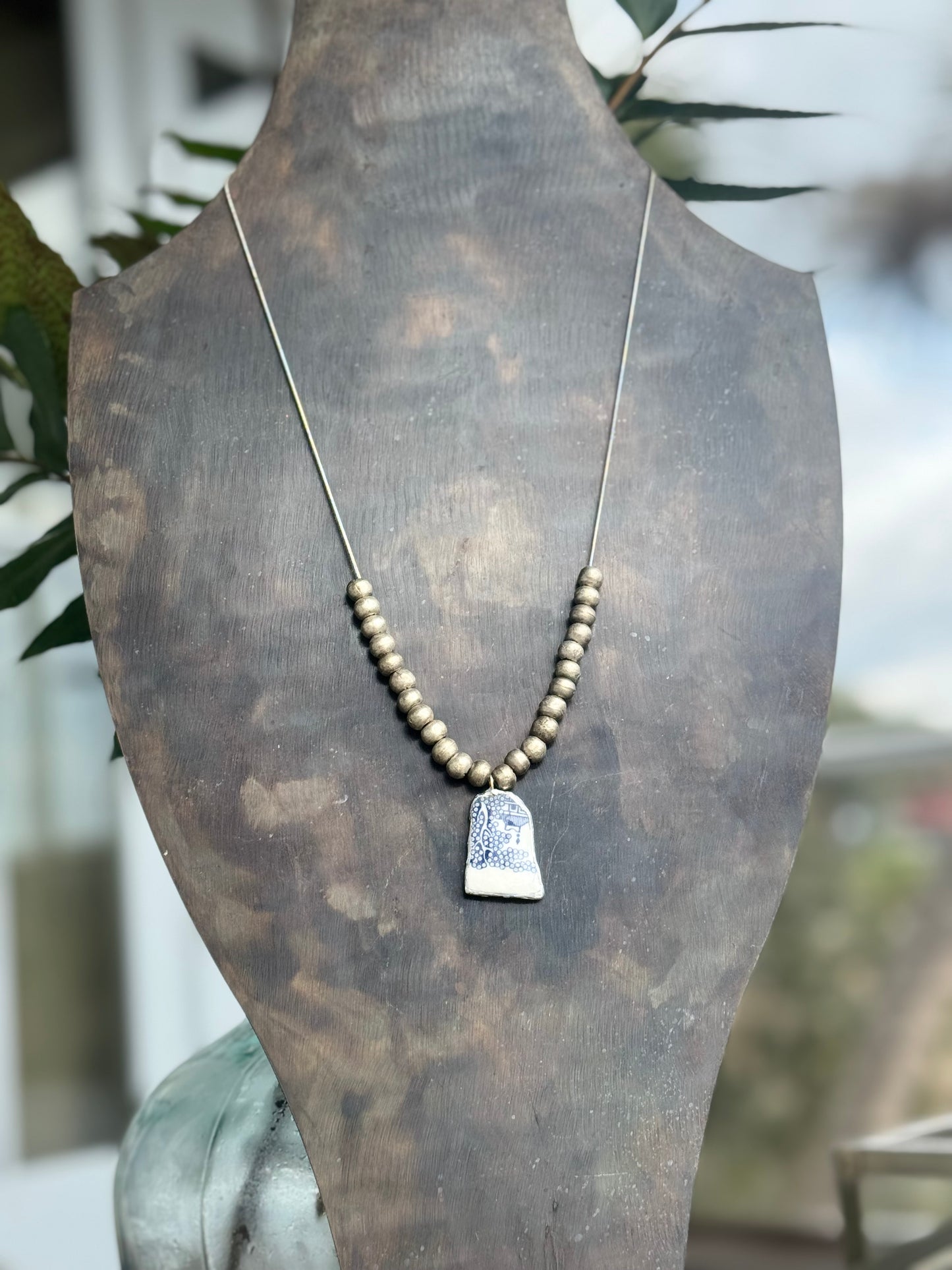 Granny Ruby China and Pewter Necklace