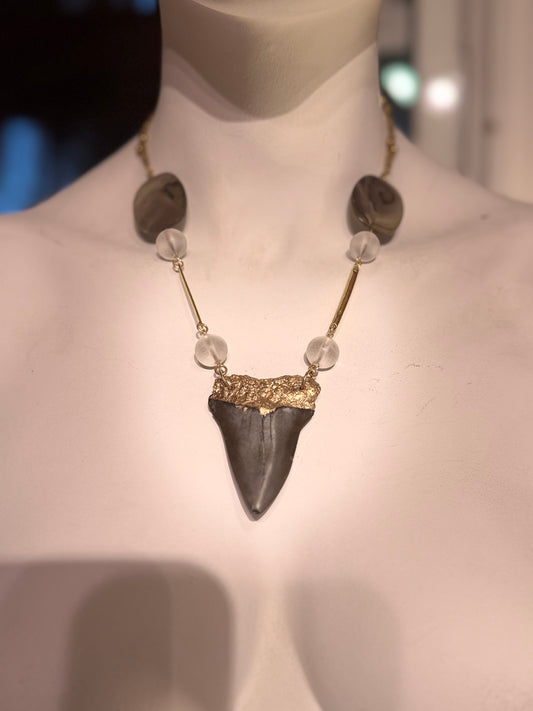 Megladon White Frosted Glass Necklace