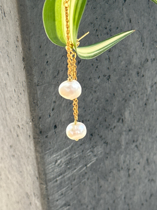 The Suzie Earrings- 2:53 Drop Chain Pearl