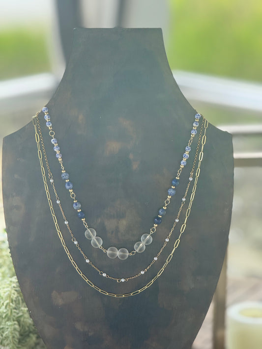 Coastal 3 layered Sky Necklace