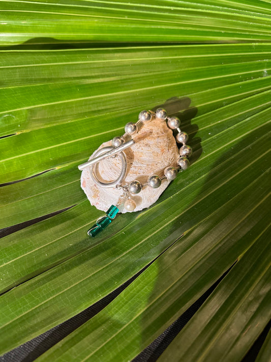 Silver Ball and Circle Clasp Bracelet