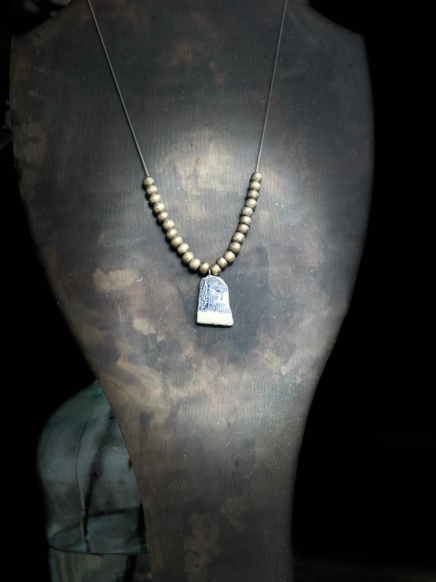 Granny Ruby China and Pewter Necklace