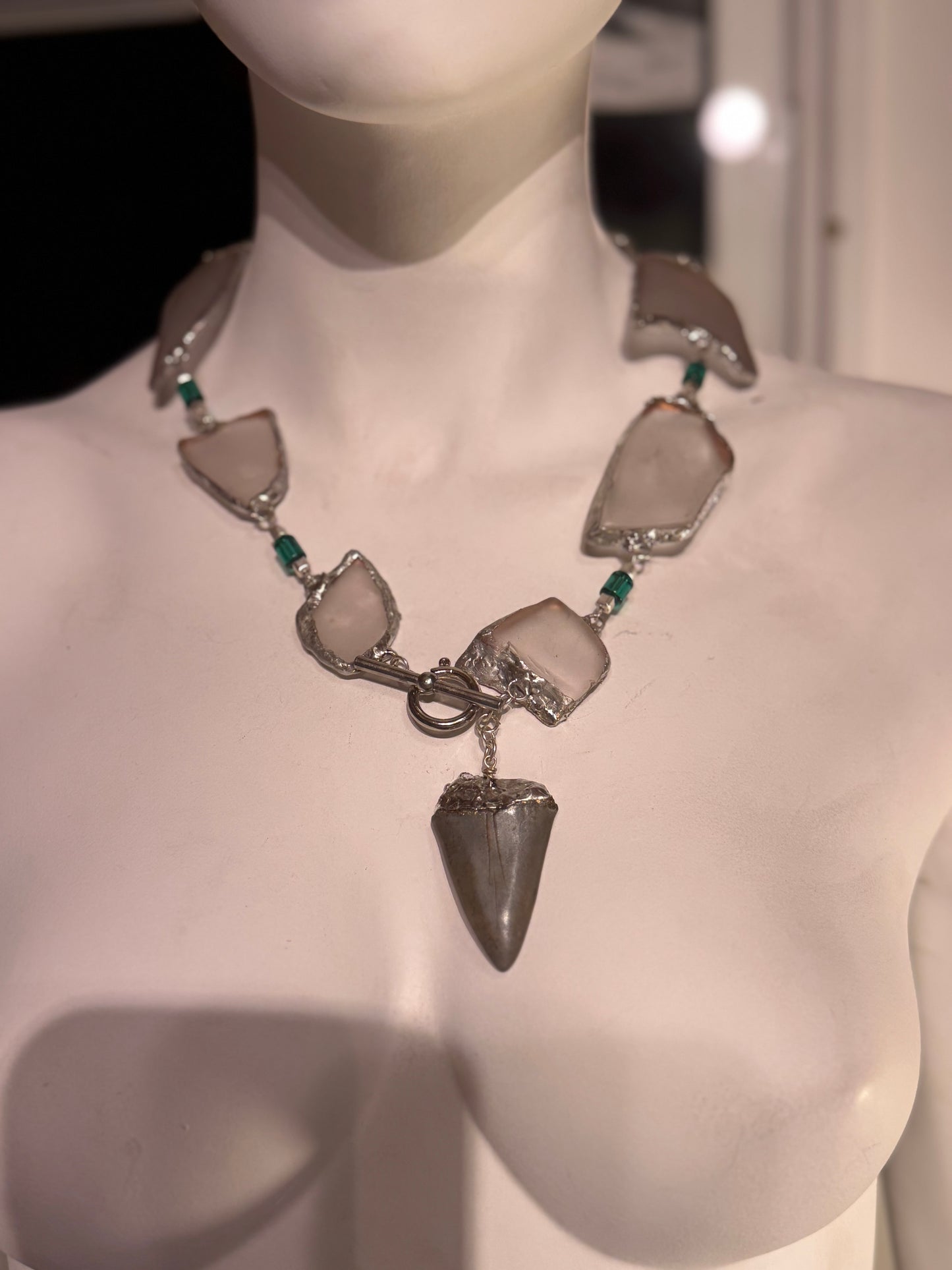 Frosted Sea Glass and Fossil