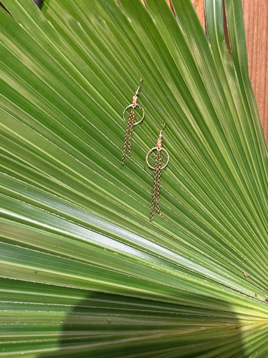 Gold plated chain circle earrings