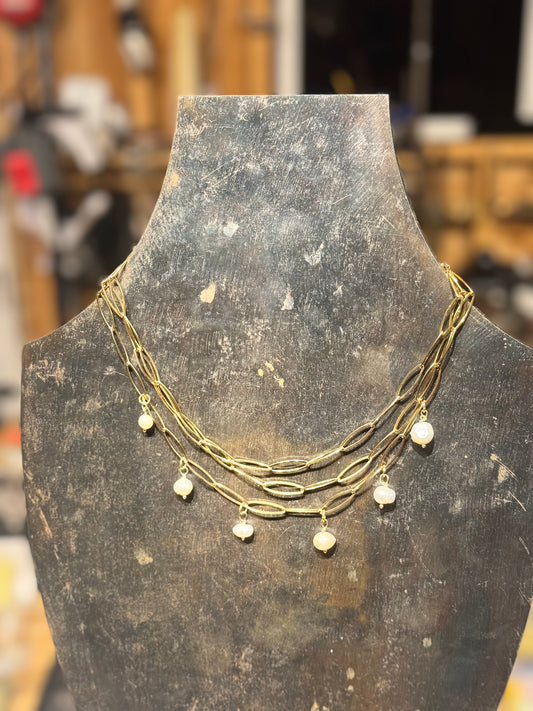 The Gold Cascading Pearl Necklace