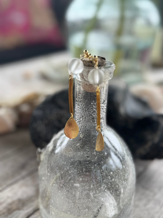 Coastal White Glass Earrings