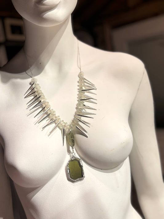 Green Coastal Sea Glass & Silver Quilled Coastal Jewelry