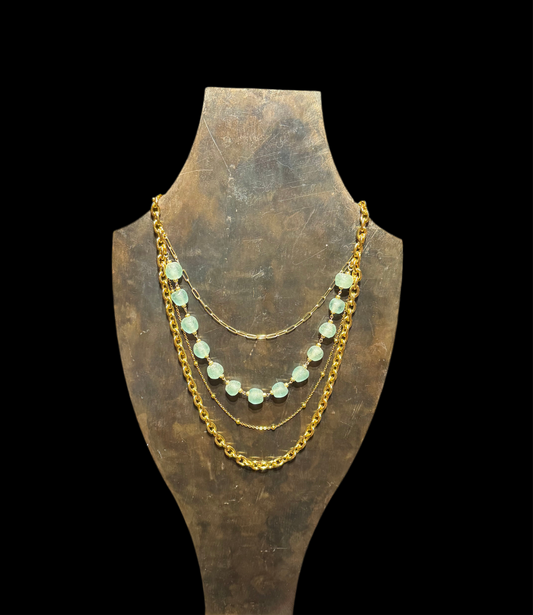 Coastal Glass and Gold Layered Necklace