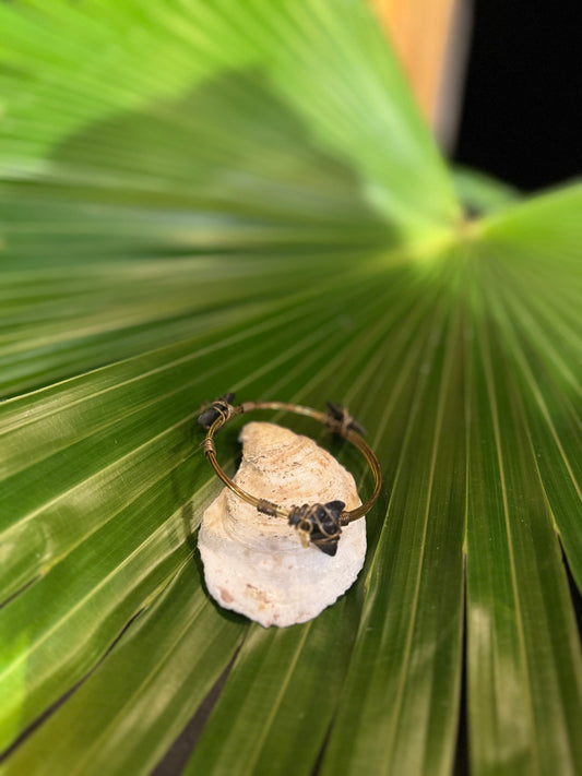 Wire Wrapped Three Shark Tooth Bracelet