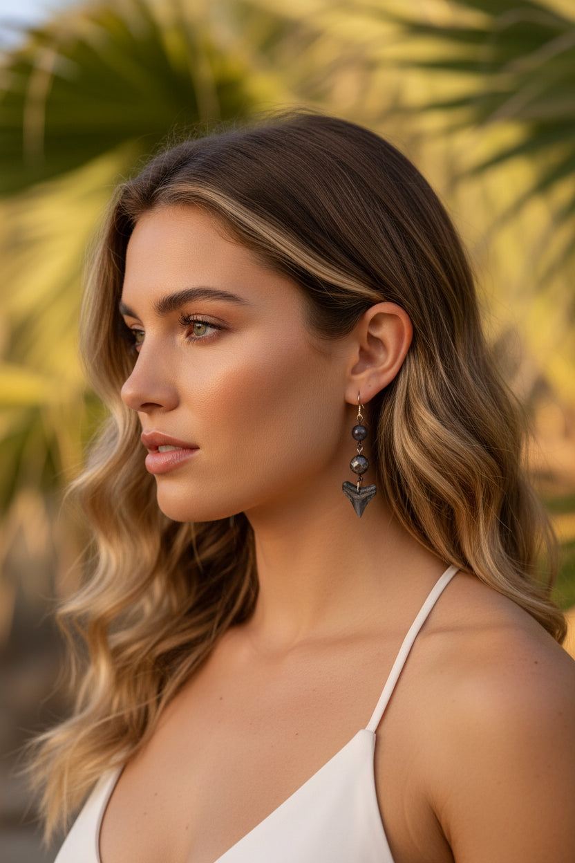 Prehistoric Mako Beaded Dangle Earrings