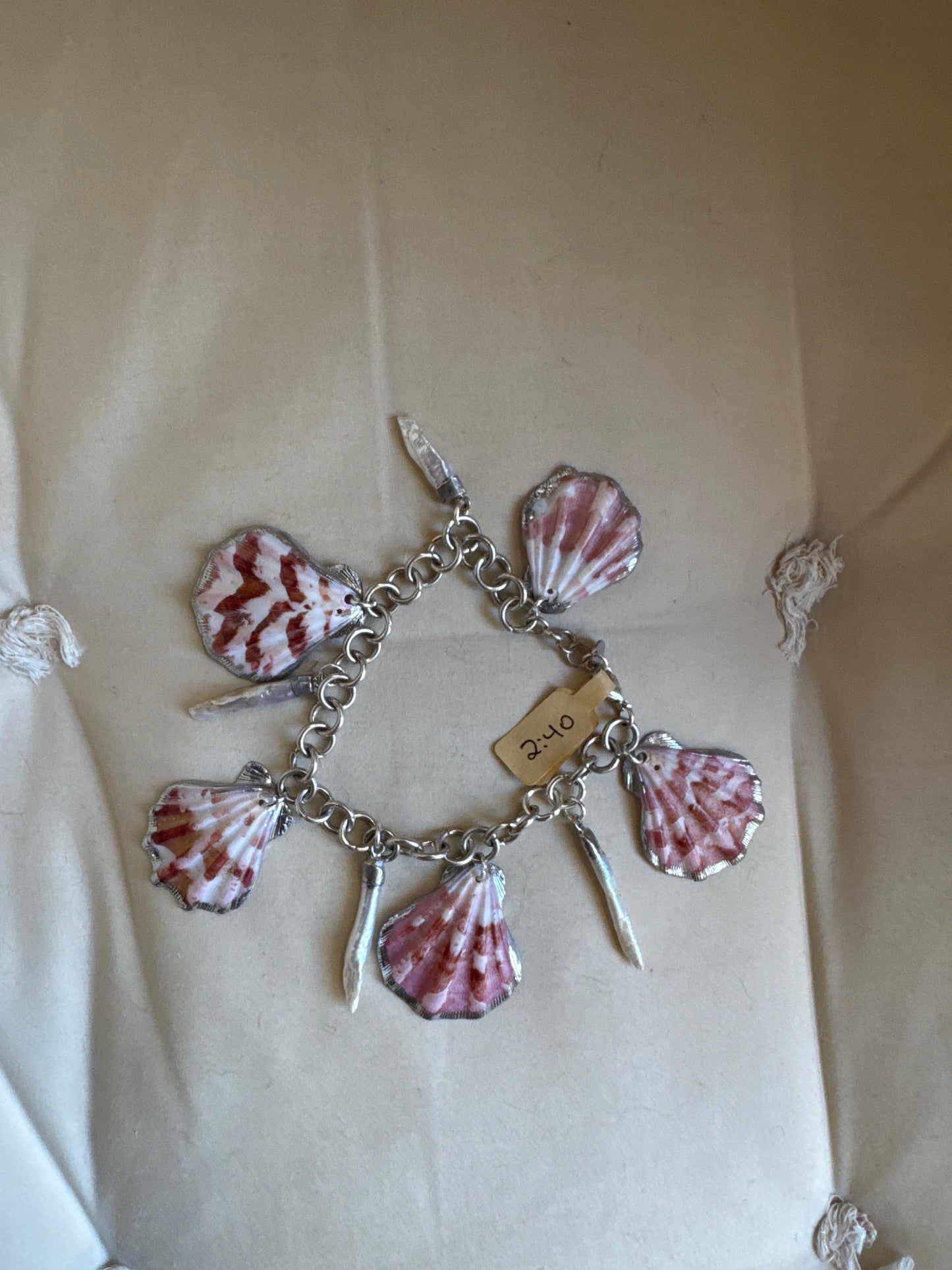 The Millie B Bracelet- 2:40 silver plated, sea shells and long pearls