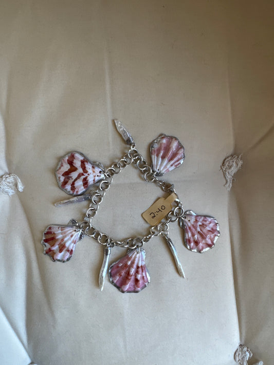 The Millie B Bracelet- 2:40 silver plated, sea shells and long pearls